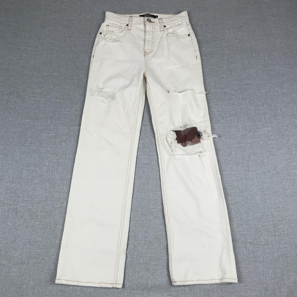 Hudson Wilder Denim - Hudson Jeans Womens 25 White Remi Straight Ankle Distressed Stretch Denim